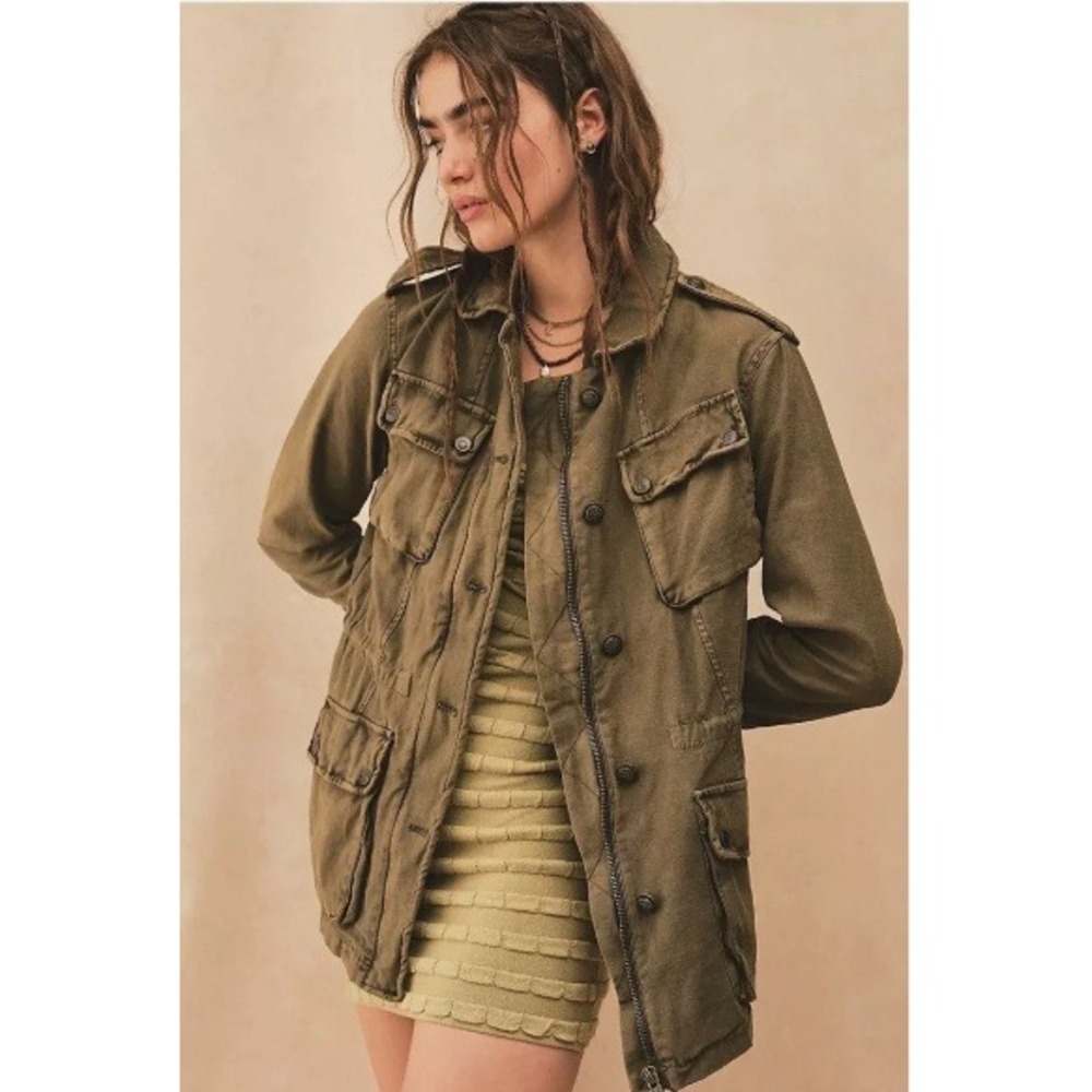 Free People Not Your Brothers Surplus Utility Jacket Olive Green Military‎ XS